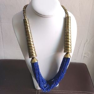 Gilda necklace | vintage  blue beaded  80s statement necklace